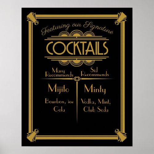 ART Deco Cocktail bar sign 1920s Gatsby Party