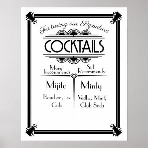 ART Deco Cocktail bar sign 1920s Gatsby Party
