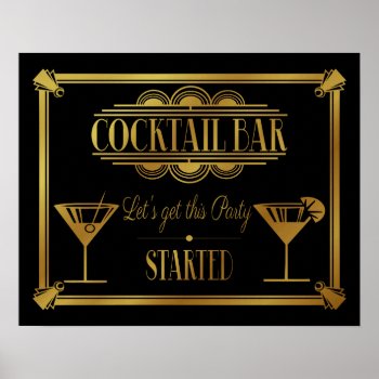 Art Deco Cocktail Bar Sign 1920's Gatsby Party by TheArtyApples at Zazzle
