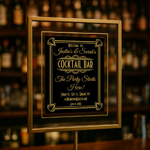 ART Deco Cocktail bar sign 1920's Gatsby Party