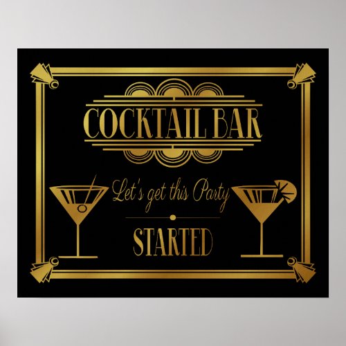 ART Deco Cocktail bar sign 1920s Gatsby Party