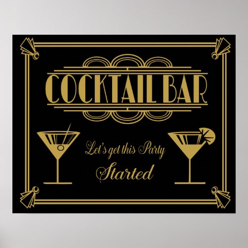 ART Deco Cocktail bar sign 1920s Gatsby Party