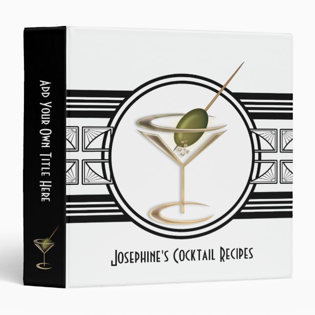 Art Deco Cocktail Design 1.5" Binder (Front/Spine)
