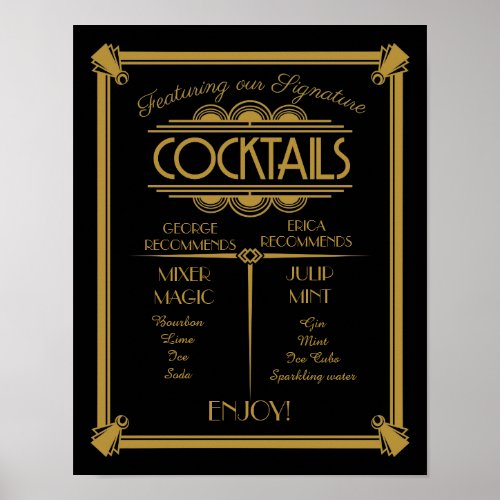 Art Deco cocktail sign signature bar sign