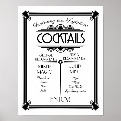 Art Deco cocktail sign signature bar sign