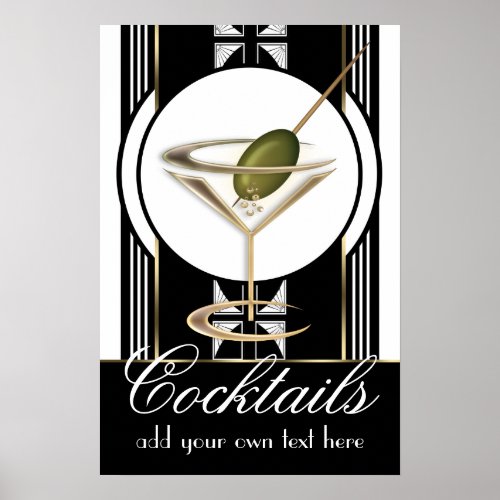 Art Deco Cocktails Small Custom Poster