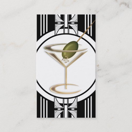 Customizable Art Deco Cocktails Social Profile Business Cards