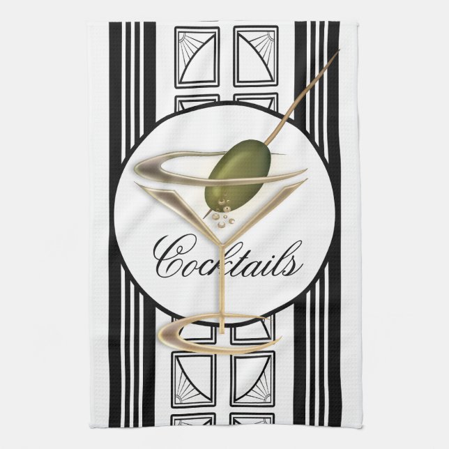 Art Deco Cocktails Tea Towel (Vertical)