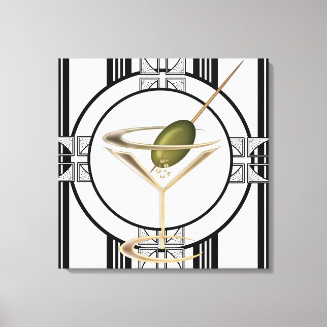 Art Deco Cocktails Wall Canvas Print (Front)