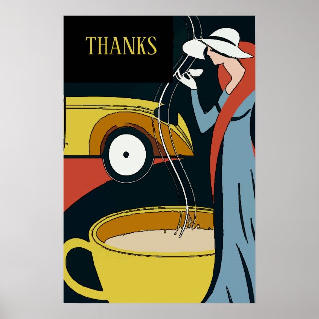 Art Deco Coffee Time Thanks Poster (Front)