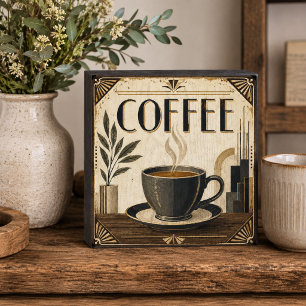 Art Deco Coffee Wooden Box Sign