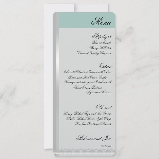Art Deco Color Block Wedding Reception Menu Cards (Front)
