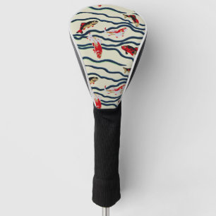 Art Deco Colorful Carp Swimming Navy Decor Golf Head Cover