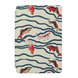 Art Deco Colorful Carp Swimming Navy Decor iPad Mini Cover