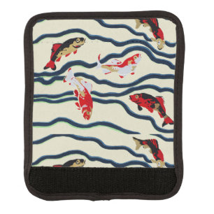 Art Deco Colorful Carp Swimming Navy Decor Luggage Handle Wrap