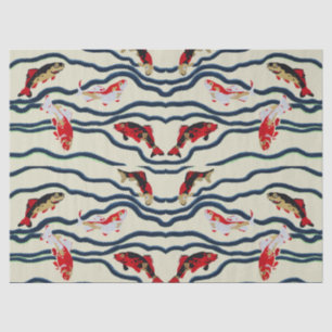 Art Deco Colorful Carp Swimming Navy Decor Tissue Paper