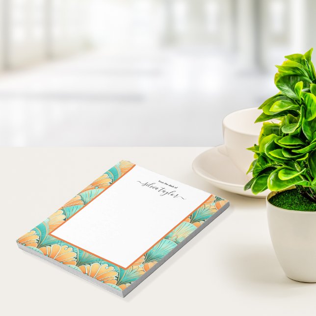 Art Deco Colorful Floral Custom Name Notepad (art deco pattern)