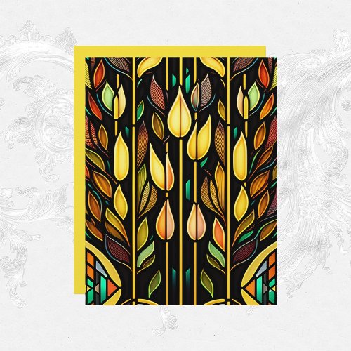 Art Deco Colorful Leaves Reeds Scrapbook Paper