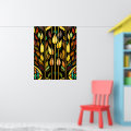 Art Deco Colorful Leaves Reeds Stained Glass Poster | Zazzle