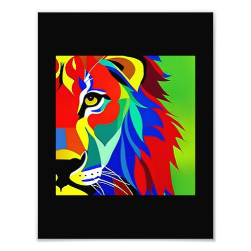 Art Deco Colorful Lion In The Jungle Poster