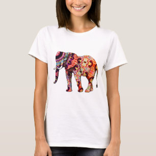Art Deco Colorful Psychedelic Elephant T-Shirt
