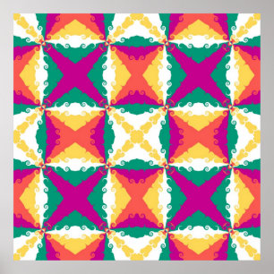 Art Deco Colorful Swirl Retro Abstract Art Poster