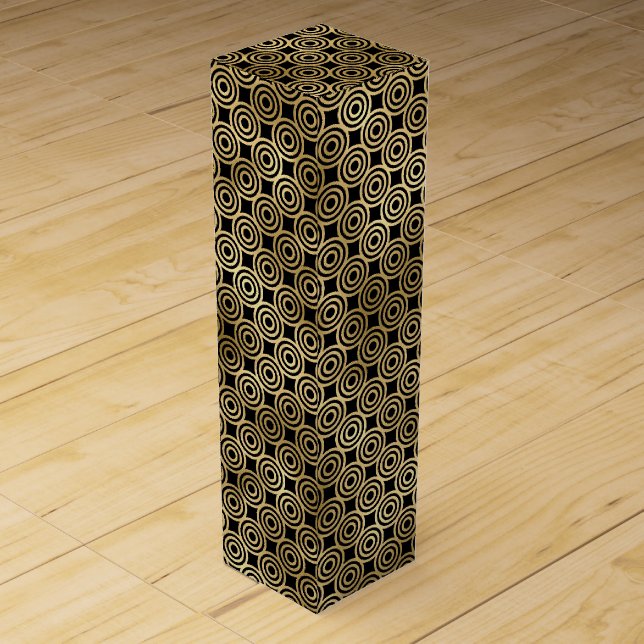 Art Deco Concentric Circle Pattern Design Wine Box (Front)