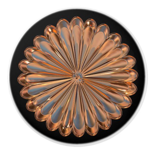 Art deco copper and black fan shell design ceramic knob