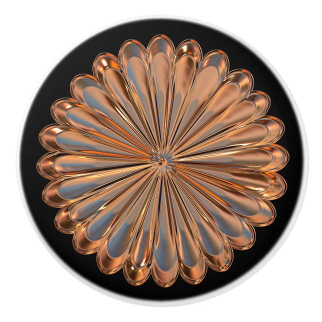 Art deco copper and black fan shell design ceramic knob (Front)