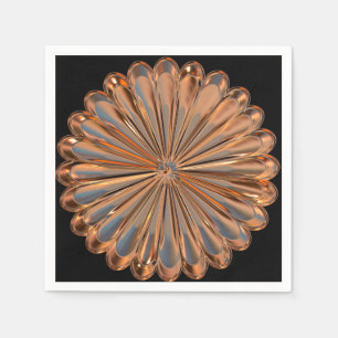 Art deco copper and black fan shell design napkins