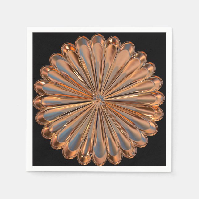 Art deco copper and black fan shell design napkins (Front)