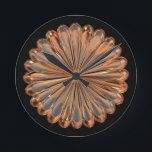 Art deco copper and black fan shell design round clock<br><div class="desc">Art deco fan,  shell flower design in copper and black.</div>