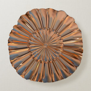 Art deco copper and black fan shell design round pillow