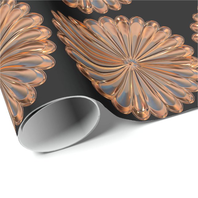 Art deco copper and black fan shell design wrapping paper (Roll Corner)
