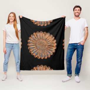 Art deco copper and black flower elegant fleece blanket