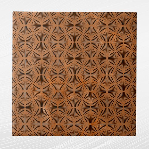 Art Deco Copper Fan Shell Graphic Ceramic Tile