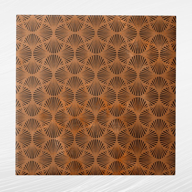 Art Deco Copper Fan Shell Graphic Ceramic Tile (Creator Uploaded)
