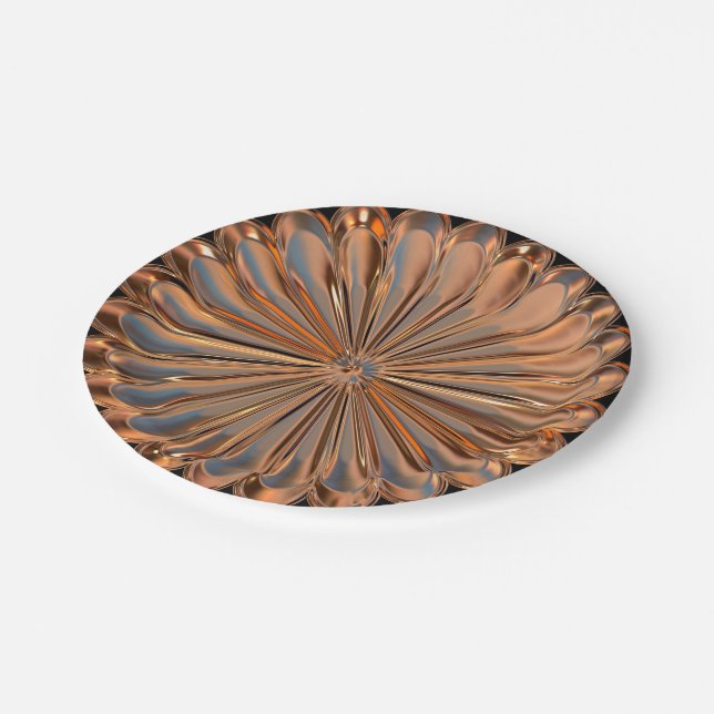 Art deco copper flower medallion paper plate (Angled)