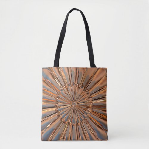 Art deco copper metallic flower medallion tote bag