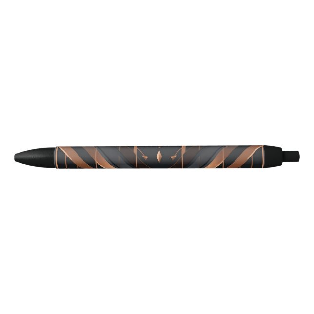 Art Deco Copper & Silver Geometric Design Pen (Front)