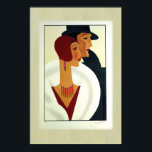 Art Deco Couple 1920s Poster<br><div class="desc">A woman in a red cloche hat, red dress, white fur stole, and beautiful ornate jewelry, poses with her handsome gentleman companion dressed in Homburg hat and overcoat, make an elegant couple in this signed Art Deco illustration of the 1920s. A perfect gift and memorabilia for the lover of vintage...</div>