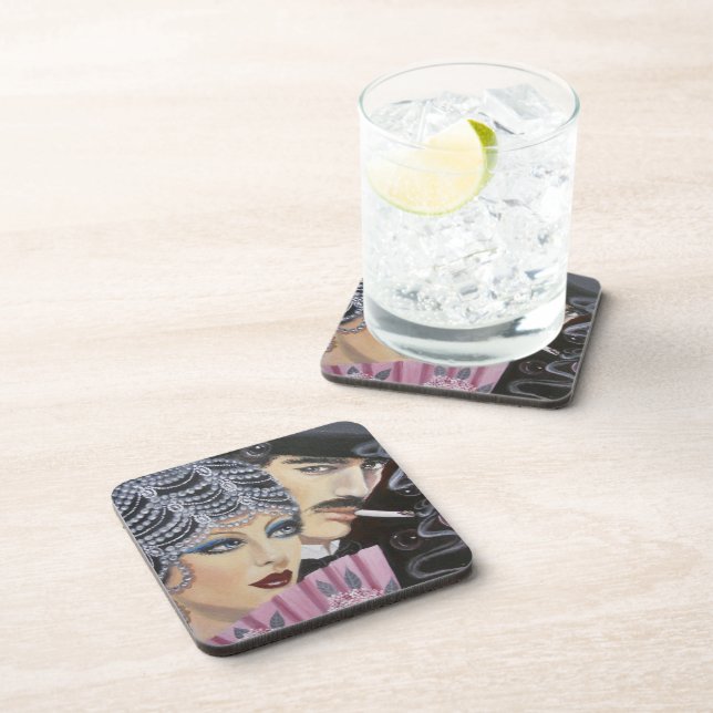 Art Deco Couple Beverage Coaster (Right Side)