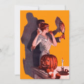 Art Deco Couple Mirror Jack O Lantern Pumpkin (Front)