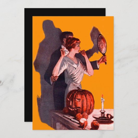 Art Deco Couple Mirror Jack O Lantern Pumpkin (Front/Back)