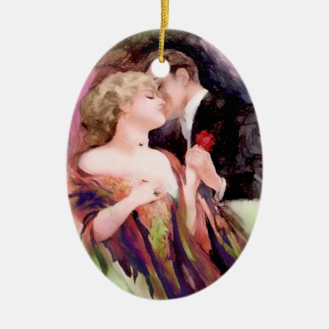 Art Deco Couple Personalized Ornament (Front)