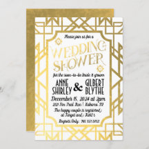 Art Deco Couples Wedding Shower Gatsby Gold Foil