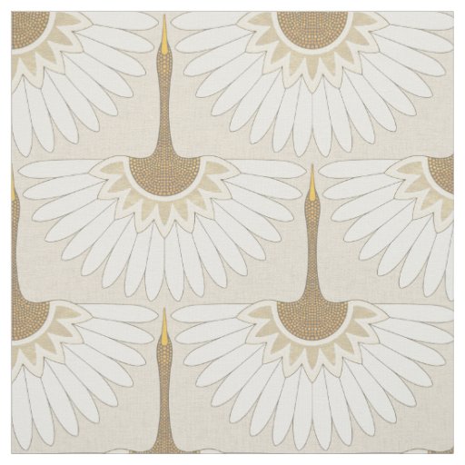 art deco cranes almond fabric