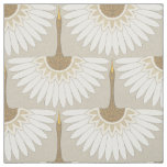 art deco cranes beige fabric