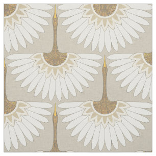 art deco cranes beige fabric