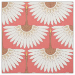 art deco cranes coral fabric
